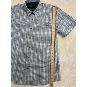 Men's Wrangler ATG Short Sleeved Button Up Plaid Shirt (blue/white) - SIZE M